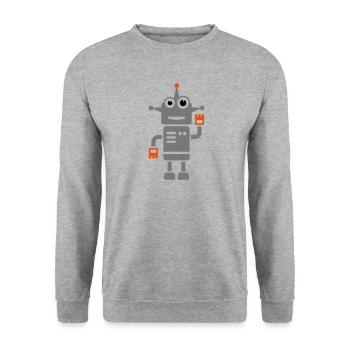 Roboter Geschenk - Unisex Pullover - Weißgrau meliert - Vorne - Alina (178cm) & Michal (187cm)