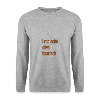 I red scho oiwei boarisch - Unisex Sweatshirt - salt & pepper - Front - Alina (178cm) & Michal (187cm)