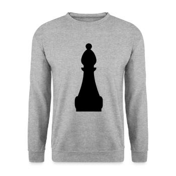 Schachfigur symbol - Unisex Pullover - Weißgrau meliert - Vorne - Alina (178cm) & Michal (187cm)