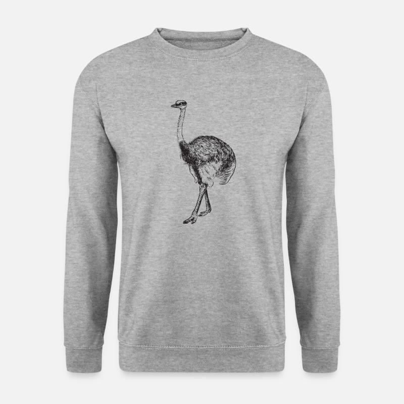Strauss Geschenk Tier Strauß - Unisex Pullover - Weißgrau meliert