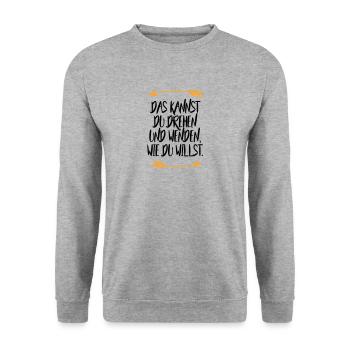 Das kannst du drehen und wenden wie du willst - Unisex Pullover - Weißgrau meliert - Vorne - Alina (178cm) & Michal (187cm)