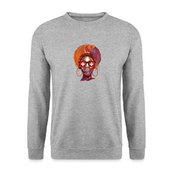Switzerland most beautiful Country - Unisex Sweatshirt - salt & pepper - Front - Alina (178cm) & Michal (187cm)