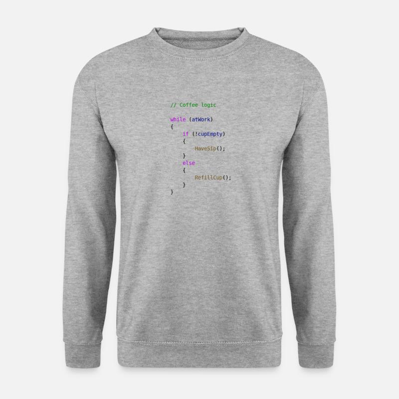 Idée cadeau programmeur logique café - Sweat-shirt Unisexe - gris chiné