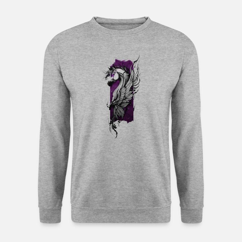 Harmonie céleste : Cheval ailé - Sweat-shirt Unisexe - gris chiné