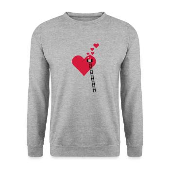 Échelle à la fenêtre - Fensterln / window heart (3c) - Sweat-shirt Unisexe - gris chiné - Devant - Alina (178cm) & Michal (187cm)