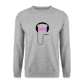 Kopfhörer DJ Club Musik Turntable Plattenspieler - Unisex Pullover - Weißgrau meliert - Vorne - Alina (178cm) & Michal (187cm)