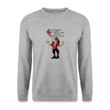 breton bouche ouverte alcool humour citation - Sweat-shirt Unisexe - gris chiné - Devant - Alina (178cm) & Michal (187cm)