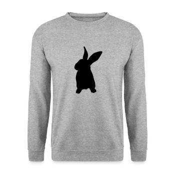Kaninchen - Unisex Pullover - Weißgrau meliert - Vorne - Alina (178cm) & Michal (187cm)