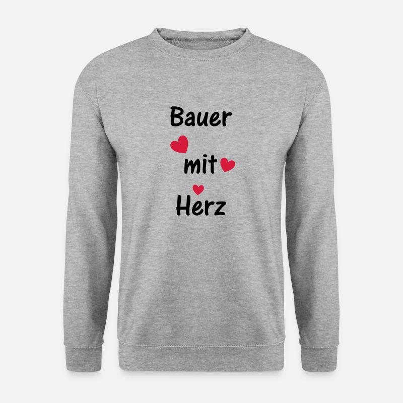 Bauer mit Herz - Unisex Pullover - Weißgrau meliert