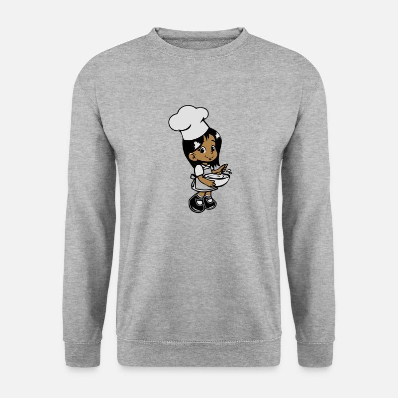 kochen kleines mädchen - Unisex Pullover - Weißgrau meliert