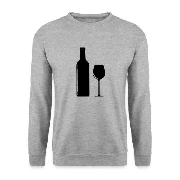 Wein Weinflasche Weinglas - Unisex Pullover - Weißgrau meliert - Vorne - Alina (178cm) & Michal (187cm)