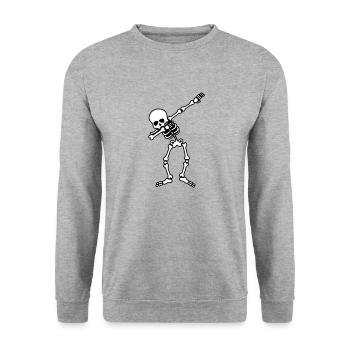 skull dabbing - Unisex Pullover - Weißgrau meliert - Vorne - Alina (178cm) & Michal (187cm)