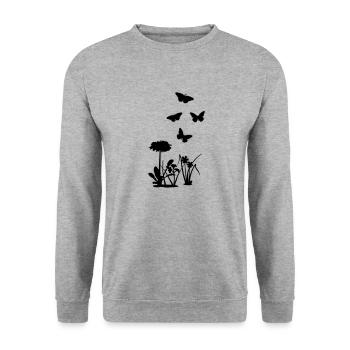 Spring Flowers and Butterflies, Nature - Sweat-shirt Unisexe - gris chiné - Devant - Alina (178cm) & Michal (187cm)
