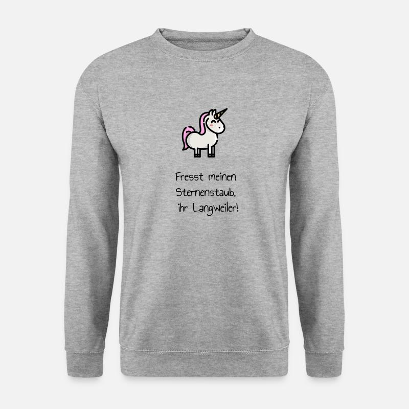 Einhorn Spruch Sternenstaub. Geschenk - Unisex Pullover - Weißgrau meliert