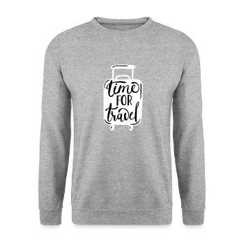 Reisen Abenteuer Travel Freiheit - Unisex Pullover - Weißgrau meliert - Vorne - Alina (178cm) & Michal (187cm)