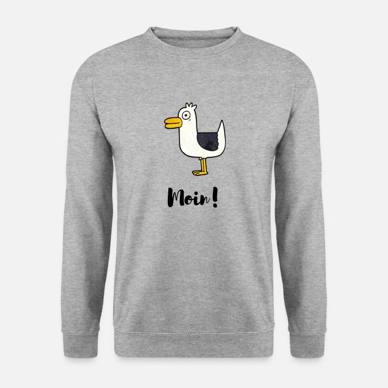 Moin mit Möwe - Unisex Pullover - Weißgrau meliert