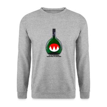 Bocksbeutel 01 - Unisex Pullover - Weißgrau meliert - Vorne - Alina (178cm) & Michal (187cm)