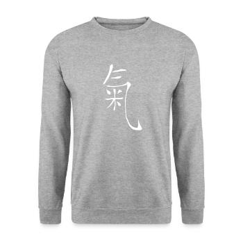 qi life energy - Unisex Sweatshirt - salt & pepper - Front - Alina (178cm) & Michal (187cm)
