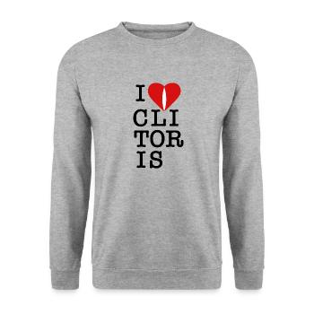 I LOVE CLITORIS ! - Sweat-shirt Unisexe - gris chiné - Devant - Alina (178cm) & Michal (187cm)