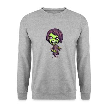 Cute Cartoon Zombie Lucy - Unisex Pullover - Weißgrau meliert - Vorne - Alina (178cm) & Michal (187cm)