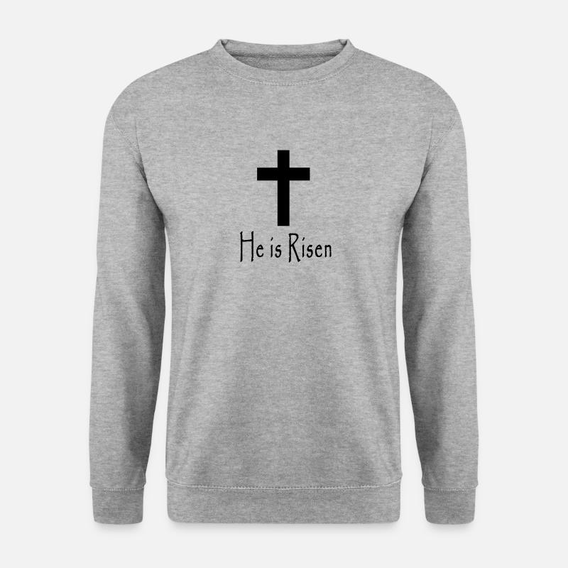 He is Risen - Christian - Unisex Pullover - Weißgrau meliert