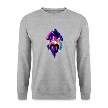 Motorcycle Motorcyclist Motorcross Motorcycle Fan - Unisex Sweatshirt - salt & pepper - Front - Alina (178cm) & Michal (187cm)