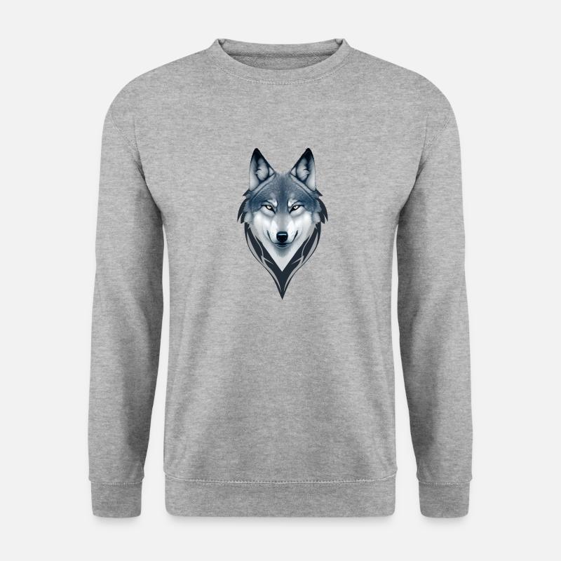 Blauer Mond Wolf Geist - Unisex Pullover - Weißgrau meliert