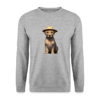 Hundebesitzer Golden Retriever Hundewelpe Hunde - Unisex Pullover - Weißgrau meliert - Vorne - Alina (178cm) & Michal (187cm)