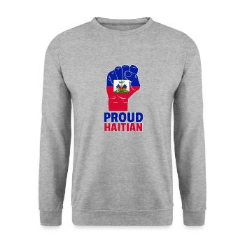 Haiti Haitian Flag Ayiti Haitian I Gift - Unisex Sweatshirt - salt & pepper - Front - Alina (178cm) & Michal (187cm)
