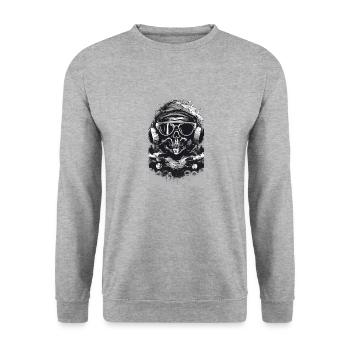 SkullGroove Beats 2 - Undead Headphones Metal - Unisex Sweatshirt - salt & pepper - Front - Alina (178cm) & Michal (187cm)