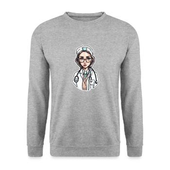 Doctor / medical professional / doctor / profession / specialist - Unisex Sweatshirt - salt & pepper - Front - Alina (178cm) & Michal (187cm)