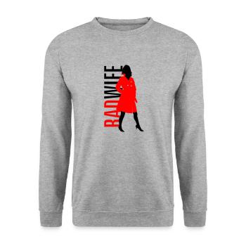 Bad Wife - Unisex Pullover - Weißgrau meliert - Vorne - Alina (178cm) & Michal (187cm)