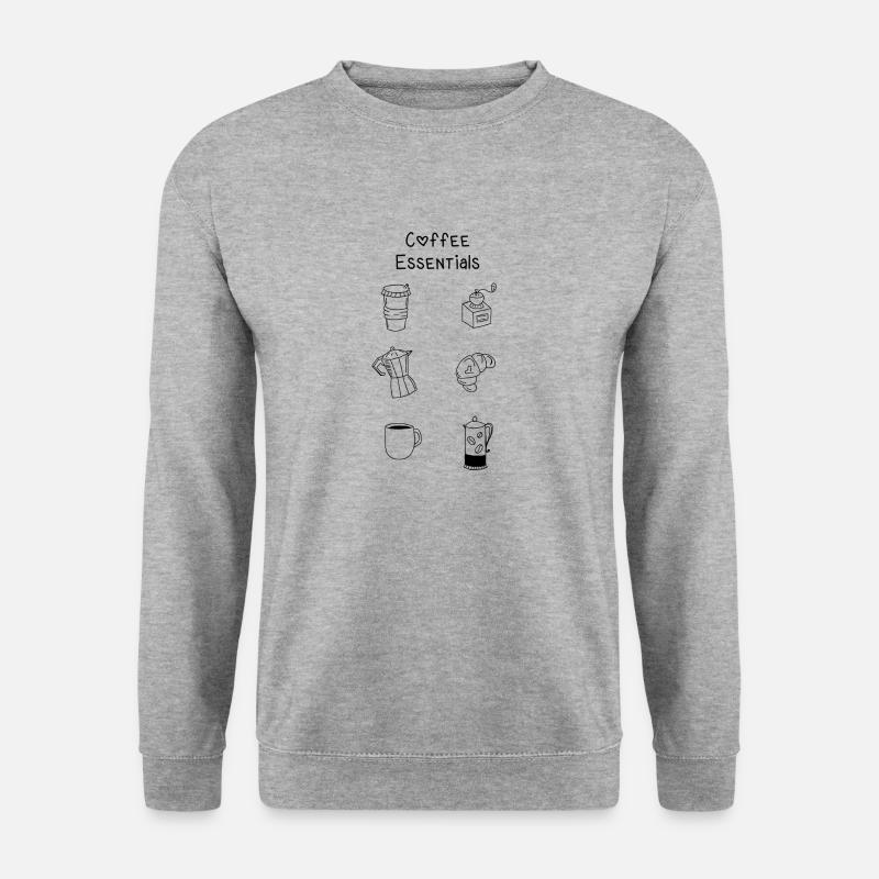 Coffee Essentials - Unisex Pullover - Weißgrau meliert
