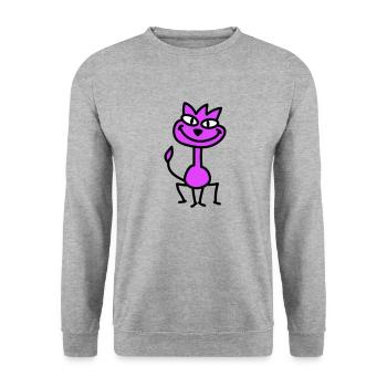 Pretty Cat Looking Happy Cheerful Smiling - Unisex Sweatshirt - salt & pepper - Front - Alina (178cm) & Michal (187cm)