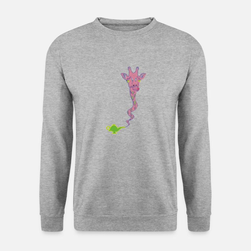 Wunderaffe - Wunderlampe mit Giraffe Geschenk - Unisex Pullover - Weißgrau meliert