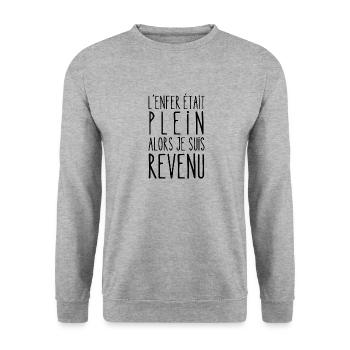 l'enfer était plein - Sweat-shirt Unisexe - gris chiné - Devant - Alina (178cm) & Michal (187cm)