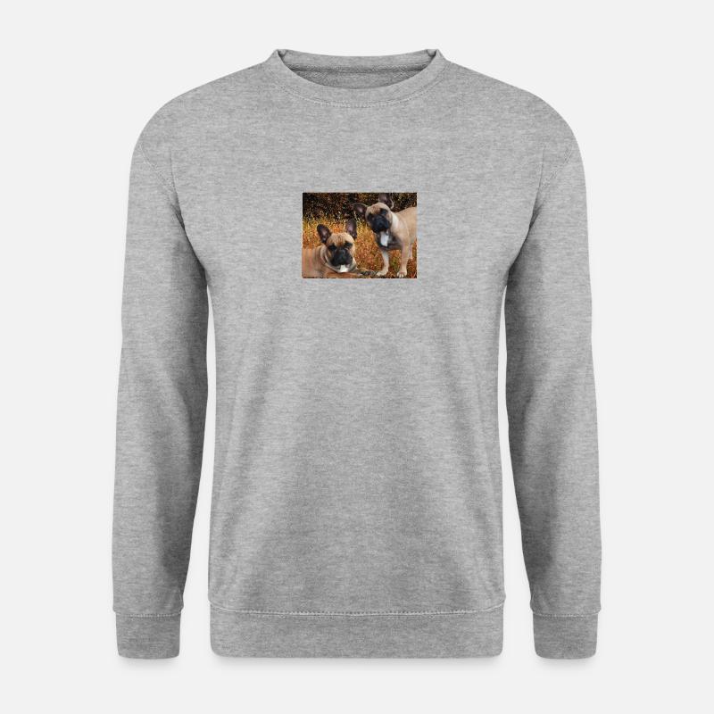 Bouledogues français dans la prairie - Sweat-shirt Unisexe - gris chiné