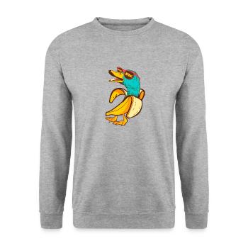 Goose in banana costume - Unisex Sweatshirt - salt & pepper - Front - Alina (178cm) & Michal (187cm)