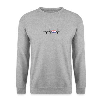 EKG heartbeat Kroatien - Unisex Pullover - Weißgrau meliert - Vorne - Alina (178cm) & Michal (187cm)