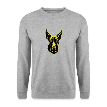 Doberman chien Portrait d’animal - Sweat-shirt Unisexe - gris chiné - Devant - Alina (178cm) & Michal (187cm)