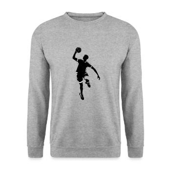 Handball Player - Autocollant de sport - Sweat-shirt Unisexe - gris chiné - Devant - Alina (178cm) & Michal (187cm)