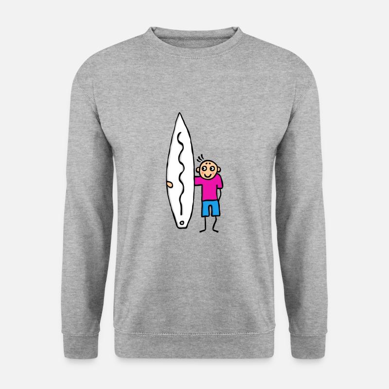 Surfer Wellenreiter mit Board - Unisex Pullover - Weißgrau meliert