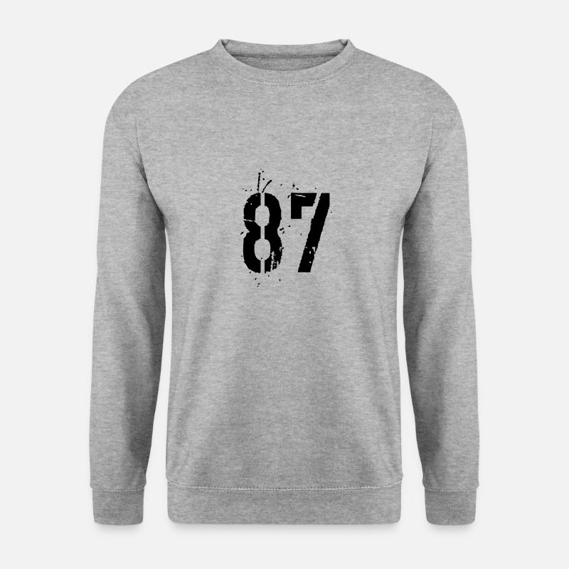 Nummer 87 - Unisex Pullover - Weißgrau meliert