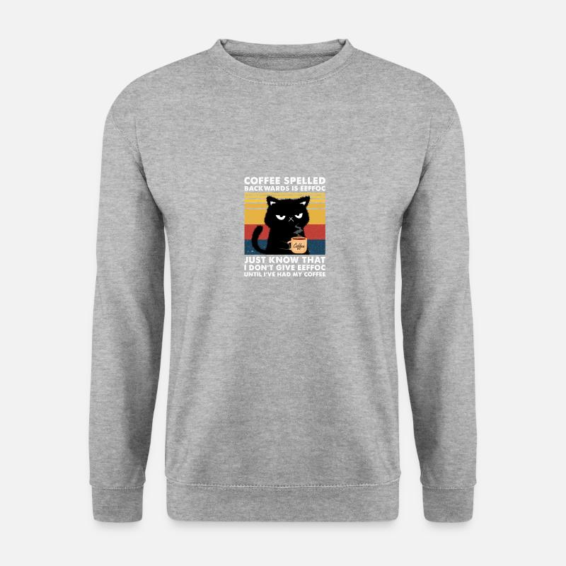 Coffee Spelled Backwards Is Eeffoc - Unisex Pullover - Weißgrau meliert