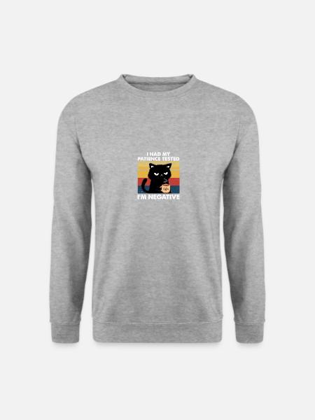 I Had My Patience Tested I m Negative Cat - Unisex Pullover - Weißgrau meliert