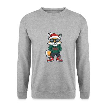 Fox Christmas Ugly Christmas - Unisex Sweatshirt - salt & pepper - Front - Alina (178cm) & Michal (187cm)