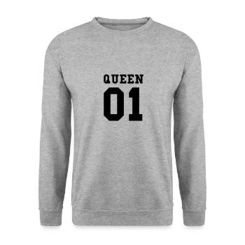 queen 01 - Unisex Pullover - Weißgrau meliert - Vorne - Alina (178cm) & Michal (187cm)