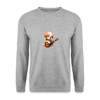 Chien avec guitare - Sweat-shirt Unisexe - gris chiné - Devant - Alina (178cm) & Michal (187cm)