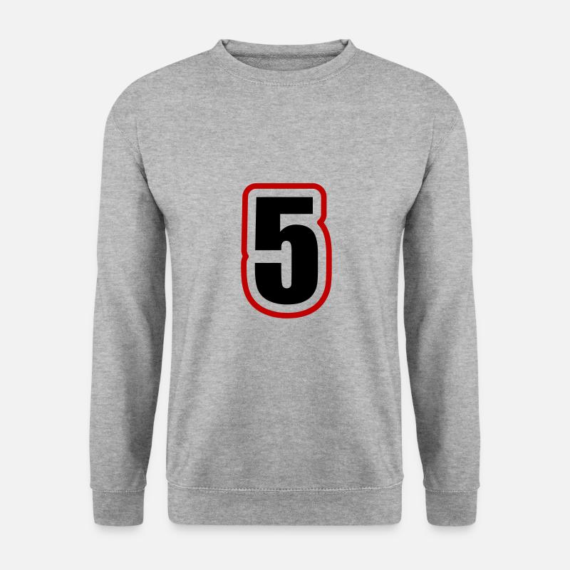 5 Zahl College - Unisex Pullover - Weißgrau meliert