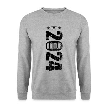 Abitur 2024 - Unisex Pullover - Weißgrau meliert - Vorne - Alina (178cm) & Michal (187cm)